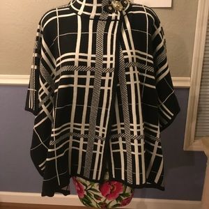 Anne Klein Black & White Poncho